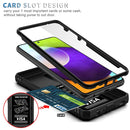 For Samsung Galaxy A52 Sliding Camera Cover Design TPU + PC Protective Case with 360 Degree Rotating Holder & Card Slot(Black+Black)
