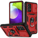 For Samsung Galaxy A52 Sliding Camera Cover Design TPU + PC Protective Case with 360 Degree Rotating Holder & Card Slot(Red+Black)