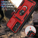 For Samsung Galaxy A52 Sliding Camera Cover Design TPU + PC Protective Case with 360 Degree Rotating Holder & Card Slot(Red+Black)