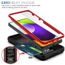 For Samsung Galaxy A52 Sliding Camera Cover Design TPU + PC Protective Case with 360 Degree Rotating Holder & Card Slot(Red+Black)