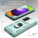 For Samsung Galaxy A52 Sliding Camera Cover Design TPU + PC Protective Case with 360 Degree Rotating Holder & Card Slot(Grey Green+Grey Green)