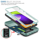 For Samsung Galaxy A52 Sliding Camera Cover Design TPU + PC Protective Case with 360 Degree Rotating Holder & Card Slot(Grey Green+Grey Green)