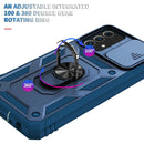 For Samsung Galaxy A52 Sliding Camera Cover Design TPU + PC Protective Case with 360 Degree Rotating Holder & Card Slot(Blue+Blue)