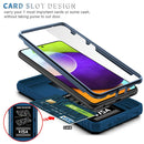 For Samsung Galaxy A52 Sliding Camera Cover Design TPU + PC Protective Case with 360 Degree Rotating Holder & Card Slot(Blue+Blue)