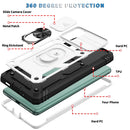 For Samsung Galaxy S20 FE Sliding Camera Cover Design TPU + PC Protective Case with 360 Degree Rotating Holder & Card Slot(White+Black)