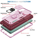 For Samsung Galaxy S20 FE Sliding Camera Cover Design TPU + PC Protective Case with 360 Degree Rotating Holder & Card Slot(Pink+Dark Red)