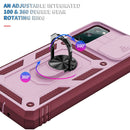 For Samsung Galaxy S20 FE Sliding Camera Cover Design TPU + PC Protective Case with 360 Degree Rotating Holder & Card Slot(Pink+Dark Red)