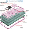 For Samsung Galaxy S20 FE Sliding Camera Cover Design TPU + PC Protective Case with 360 Degree Rotating Holder & Card Slot(Pink+Green)