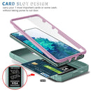 For Samsung Galaxy S20 FE Sliding Camera Cover Design TPU + PC Protective Case with 360 Degree Rotating Holder & Card Slot(Pink+Green)
