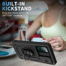 For Samsung Galaxy S20 FE Sliding Camera Cover Design TPU + PC Protective Case with 360 Degree Rotating Holder & Card Slot(Black+Black)