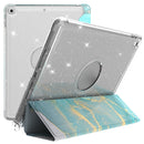 For iPad 10.2 2021 / 2020 / 2019 Painted Pattern Glitter Shockproof Horizontal Flip TPU + PU Leather Case with 3-folding Holder & Pen Slot(GWL015 Marble)