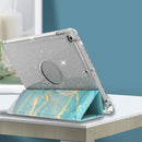 For iPad 10.2 2021 / 2020 / 2019 Painted Pattern Glitter Shockproof Horizontal Flip TPU + PU Leather Case with 3-folding Holder & Pen Slot(GWL015 Marble)