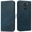 For Xiaomi Redmi Note 9 Embossed Cat Butterflies Pattern Horizontal Flip Leather Case with Card Slot & Holder & Wallet(Blue)