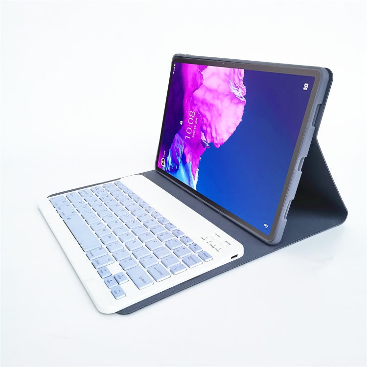 For Lenovo Pad Tab P11 Pro 11.5 inch TB-J706F LX115 Solid Color Detachable Square Keycap Bluetooth Keyboard Leather Tablet Case with Stand(Purple)