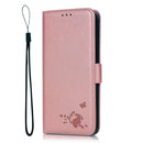 For Samsung Galaxy A31 Embossed Cat Butterflies Pattern Horizontal Flip Leather Case with Card Slot & Holder & Wallet(Pink)