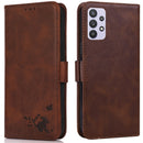 For Samsung Galaxy A32 5G Embossed Cat Butterflies Pattern Horizontal Flip Leather Case with Card Slot & Holder & Wallet(Brown)