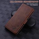 For Samsung Galaxy A32 5G Embossed Cat Butterflies Pattern Horizontal Flip Leather Case with Card Slot & Holder & Wallet(Brown)