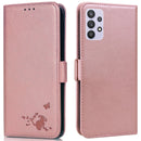 For Samsung Galaxy A32 5G Embossed Cat Butterflies Pattern Horizontal Flip Leather Case with Card Slot & Holder & Wallet(Pink)