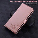 For Samsung Galaxy A32 4G Embossed Cat Butterflies Pattern Horizontal Flip Leather Case with Card Slot & Holder & Wallet(Pink)