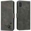 For Samsung Galaxy M21 / M30s Embossed Cat Butterflies Pattern Horizontal Flip Leather Case with Card Slot & Holder & Wallet(Grey)