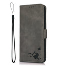 For Samsung Galaxy M21 / M30s Embossed Cat Butterflies Pattern Horizontal Flip Leather Case with Card Slot & Holder & Wallet(Grey)