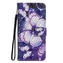 3D Painted Pattern Horizontal Flip Leather Case with Holder & Card Slots & Wallet For iPhone 13 Mini(Purple Butterfly)