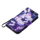 3D Painted Pattern Horizontal Flip Leather Case with Holder & Card Slots & Wallet For iPhone 13 Mini(Purple Butterfly)