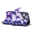 3D Painted Pattern Horizontal Flip Leather Case with Holder & Card Slots & Wallet For iPhone 13 Mini(Purple Butterfly)