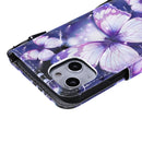 3D Painted Pattern Horizontal Flip Leather Case with Holder & Card Slots & Wallet For iPhone 13 Mini(Purple Butterfly)
