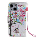 3D Painted Pattern Horizontal Flip Leather Case with Holder & Card Slots & Wallet For iPhone 13 Mini(Girl Under The Tree)