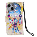 3D Painted Pattern Horizontal Flip Leather Case with Holder & Card Slots & Wallet For iPhone 13 Mini(Wind Chimes)