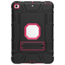 C5 Four Corners Shockproof Silicone + PC Protective Case with Holder For iPad mini 5 / 4(Black + Rose Red)