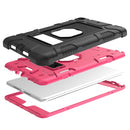 C5 Four Corners Shockproof Silicone + PC Protective Case with Holder For iPad mini 5 / 4(Black + Rose Red)