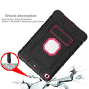 C5 Four Corners Shockproof Silicone + PC Protective Case with Holder For iPad mini 5 / 4(Black + Rose Red)