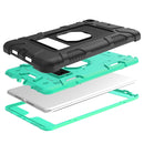 C5 Four Corners Shockproof Silicone + PC Protective Case with Holder For iPad mini 5 / 4(Black + Light Green)