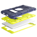 C5 Four Corners Shockproof Silicone + PC Protective Case with Holder For iPad mini 5 / 4(Navy Blue + Lemon Yellow)