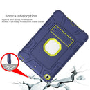 C5 Four Corners Shockproof Silicone + PC Protective Case with Holder For iPad mini 5 / 4(Navy Blue + Lemon Yellow)