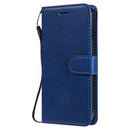 For iPhone 13 Pure Color Horizontal Flip Leather Case with Holder & Card Slots & Wallet & Lanyard(Blue)