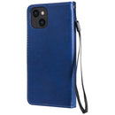 For iPhone 13 Pure Color Horizontal Flip Leather Case with Holder & Card Slots & Wallet & Lanyard(Blue)