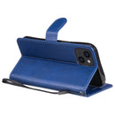 For iPhone 13 Pure Color Horizontal Flip Leather Case with Holder & Card Slots & Wallet & Lanyard(Blue)