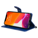 For iPhone 13 Pure Color Horizontal Flip Leather Case with Holder & Card Slots & Wallet & Lanyard(Blue)