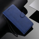 For iPhone 13 Pure Color Horizontal Flip Leather Case with Holder & Card Slots & Wallet & Lanyard(Blue)