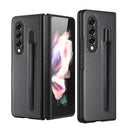 For Samsung Galaxy Z Fold3 5G Litchi Pattern Foldable Protective Case with Pen Slot(Grey)