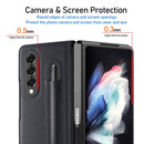 For Samsung Galaxy Z Fold3 5G Litchi Pattern Foldable Protective Case with Pen Slot(Blue)