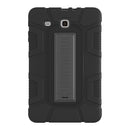 For Samsung Galaxy Tab E 9.6 T560 C5 Four Corners Shockproof Silicone + PC Protective Case with Holder(Black)