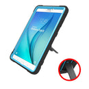 For Samsung Galaxy Tab E 9.6 T560 C5 Four Corners Shockproof Silicone + PC Protective Case with Holder(Black + Blue)