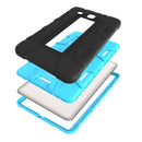 For Samsung Galaxy Tab E 9.6 T560 C5 Four Corners Shockproof Silicone + PC Protective Case with Holder(Black + Blue)