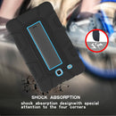 For Samsung Galaxy Tab E 9.6 T560 C5 Four Corners Shockproof Silicone + PC Protective Case with Holder(Black + Blue)