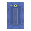 For Samsung Galaxy Tab E 9.6 T560 C5 Four Corners Shockproof Silicone + PC Protective Case with Holder(Navy Blue + Lemon Yellow)