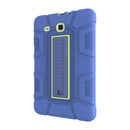 For Samsung Galaxy Tab E 9.6 T560 C5 Four Corners Shockproof Silicone + PC Protective Case with Holder(Navy Blue + Lemon Yellow)